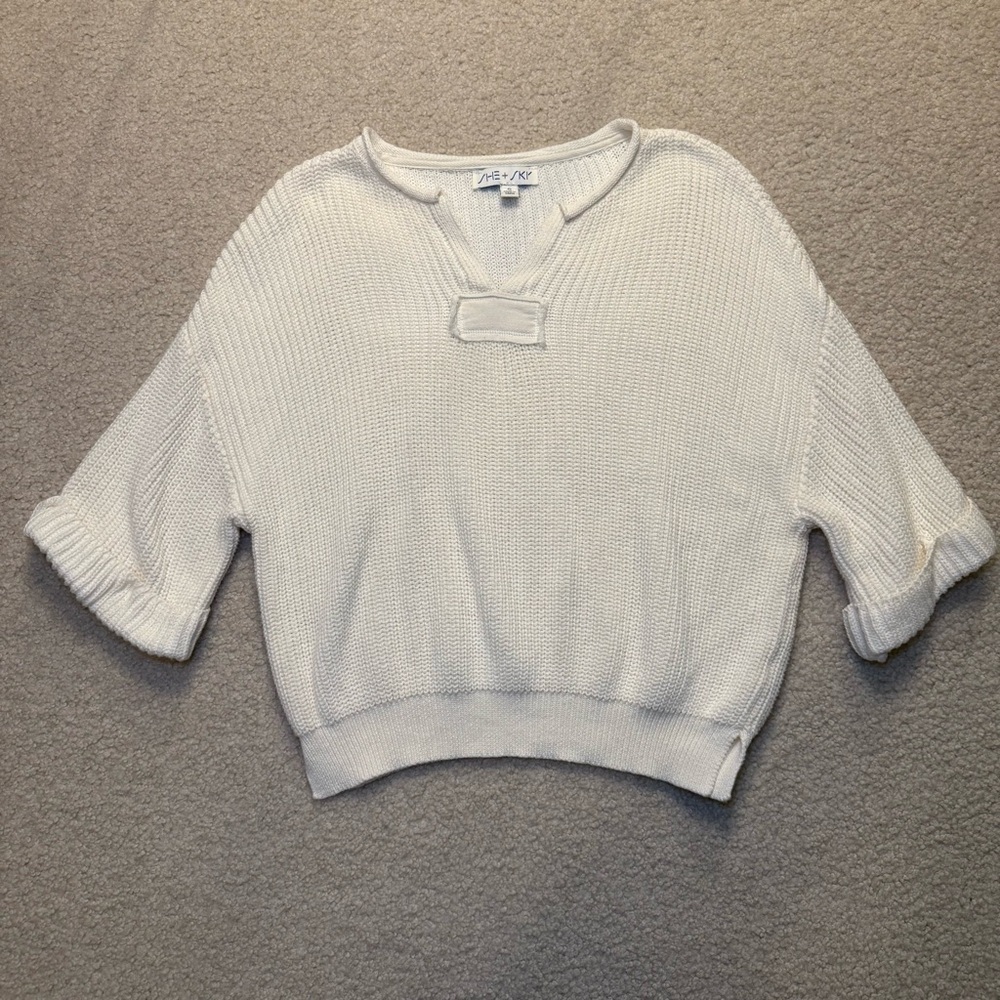 EUC she + sky cotton knit sweater